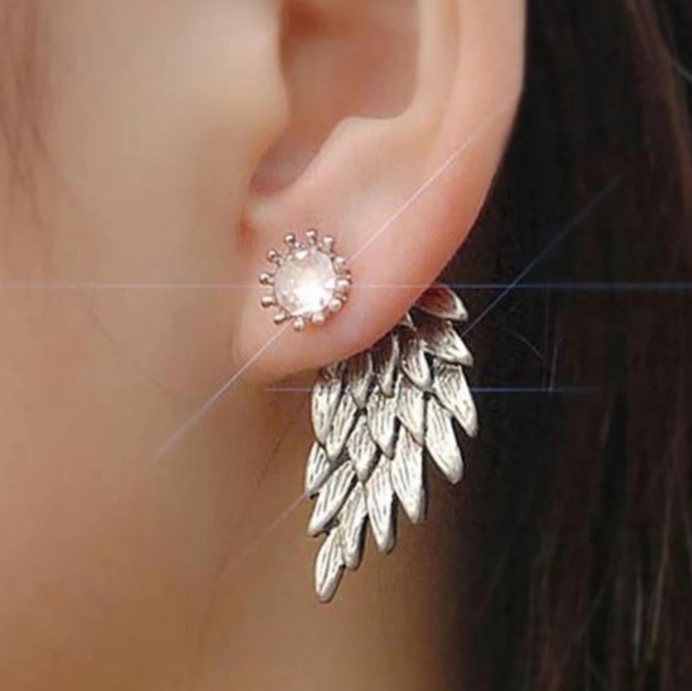 Angel Wings Double Sided Earrings 2 in One